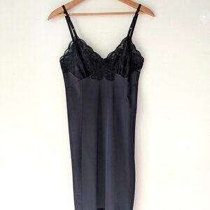 Vtg 1960s VAN RAALTE black lace short lingerie dress slip sz 32